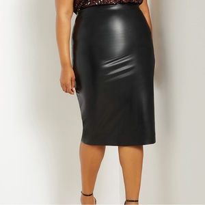 Eloquii Faux Leather Midi Column/Pencil Skirt - NWOT